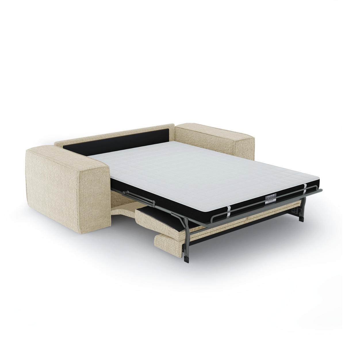 SCHLAFSOFA GERADE Samt Creme 214cm - Creme, Textil (214/90/100cm) - Sia Home