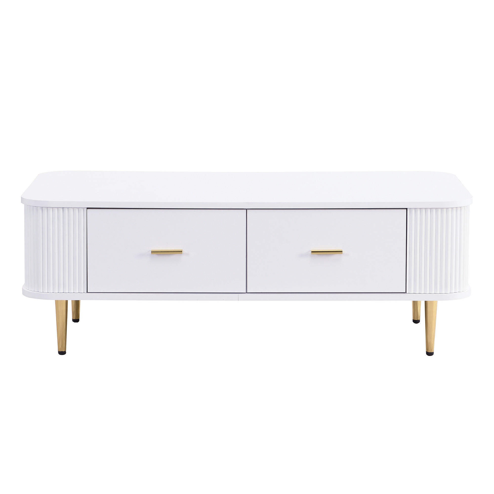 COUCHTISCH mit Schubladen, Goldfüßen & Wellenfront - Multicolor, Metall (105/51/38cm) - SHOPENTRA