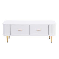 COUCHTISCH mit Schubladen, Goldfüßen & Wellenfront - Multicolor, Metall (105/51/38cm) - SHOPENTRA