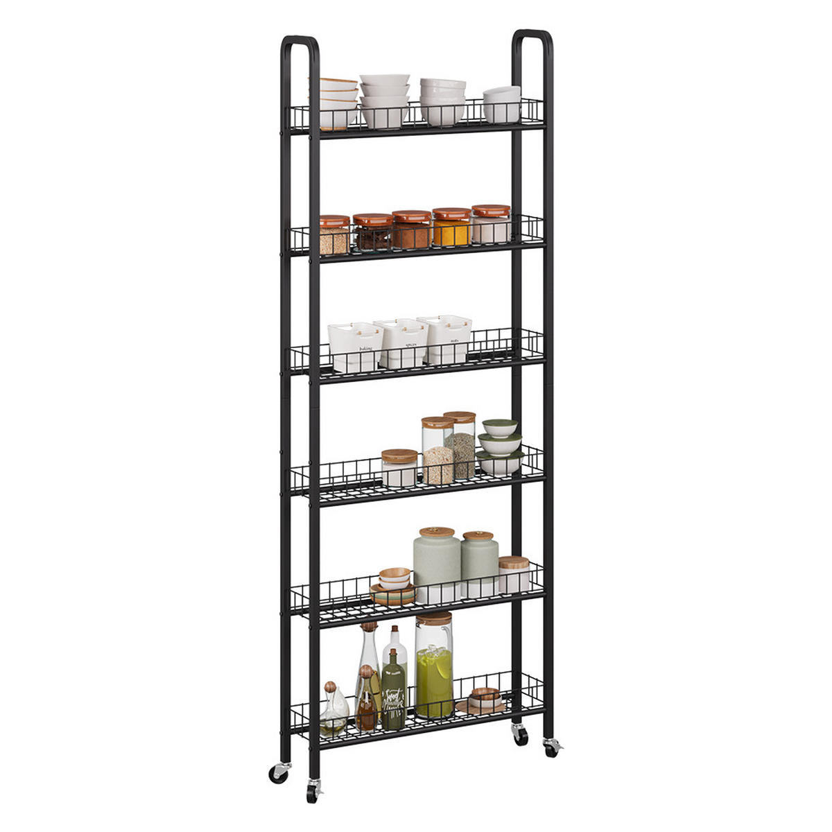 ROLLREGAL Rolivo Schwarz 58 x 15 cm mit 6 Fächern - Schwarz, Metall (58/155.5/15cm) - Vicco