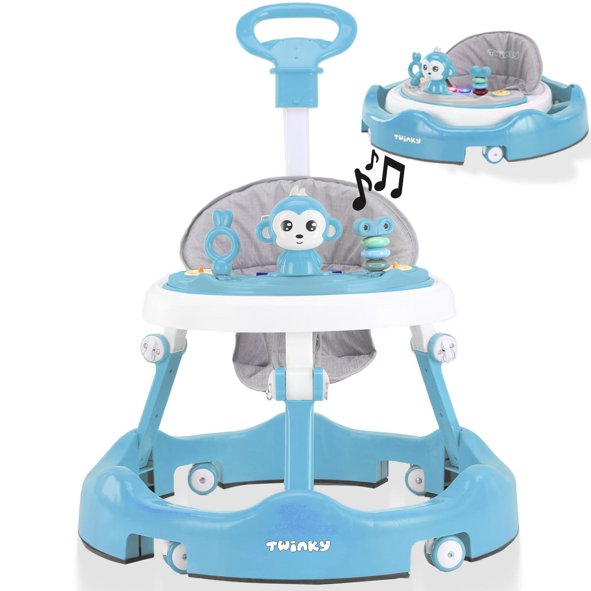 LAUFLERNWAGEN mit Spielset & Bodenmatte Blau - Blau, Kunststoff (70/70cm) - Twinky