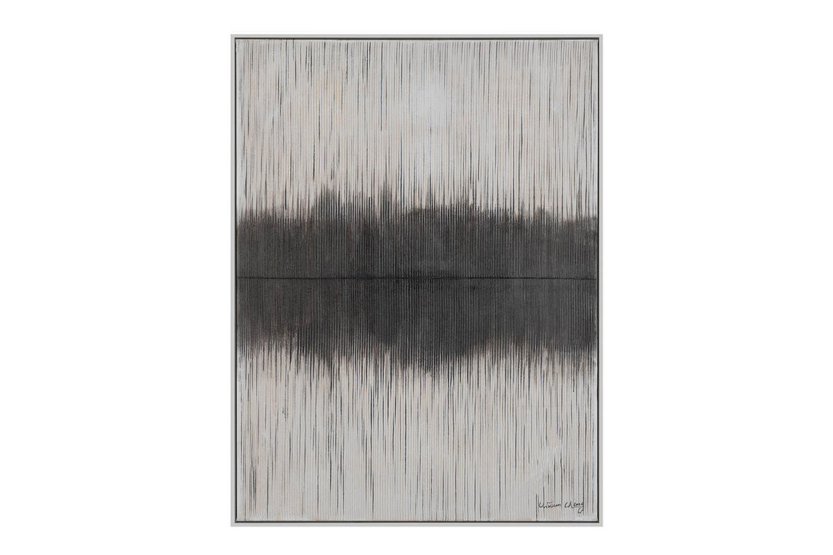 RUČNE MAĽOVANÝ AKRYLOVÝ OBRAZ 75/100 cm, sivý, abstraktný geometrický motív - sivá, textil (75/100cm) - KUNSTLOFT