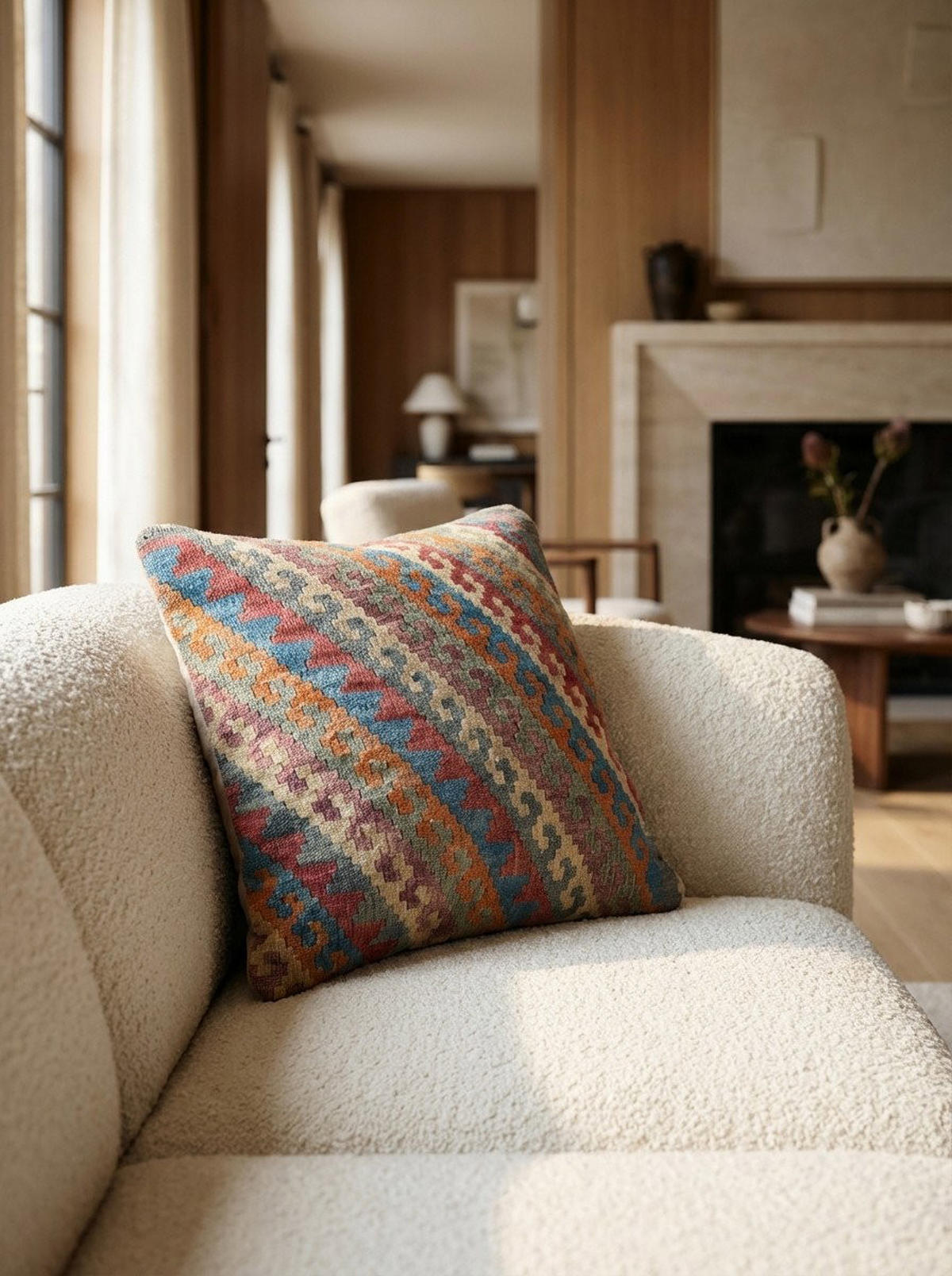 KELIM-KISSEN Mehrfarbig 50/50 cm Schurwolle - Multicolor, Textil (50/50cm) - Looma