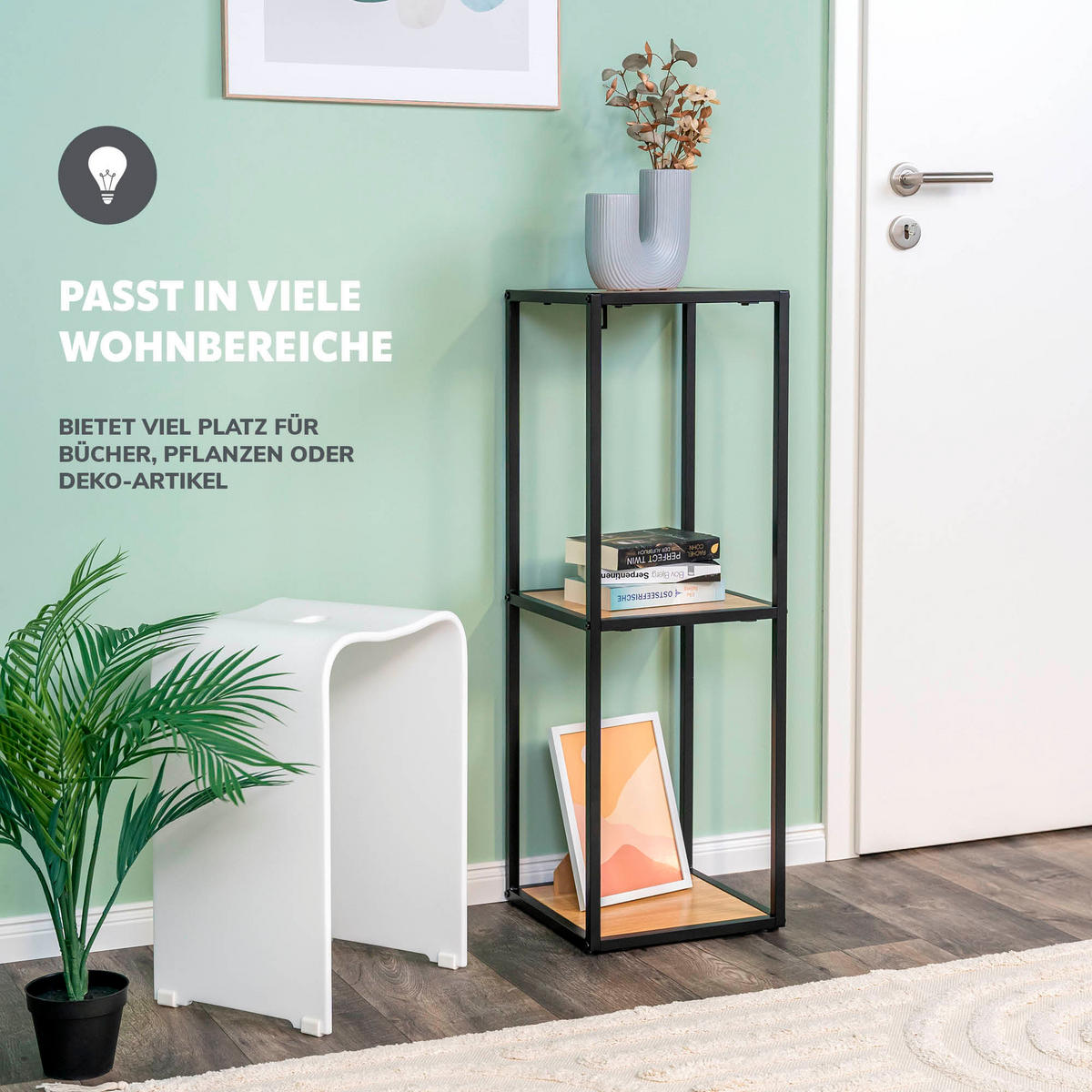 STAND-REGAL, Metall, schwarz - Schwarz, Metall (30/89/30cm) - eluno