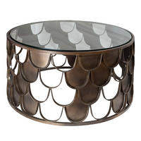 COUCHTISCH ABSTRACT Glas Transparent 60 cm - Transparent/Kupferfarben, Glas/Metall (60/60/35cm) - riess-ambiente