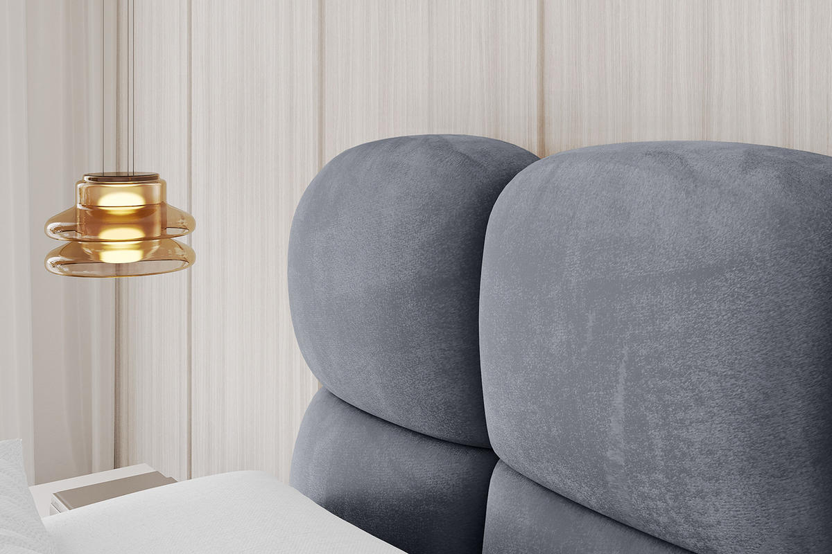 POLSTERBETT mit Bettkasten, Fußteil und Lattenrost, Bett mit Matratze H3/H4 - NOMA-Z 200x200 Grau - Grau, Holzwerkstoff/Textil (200/200cm) - ALTDECOR