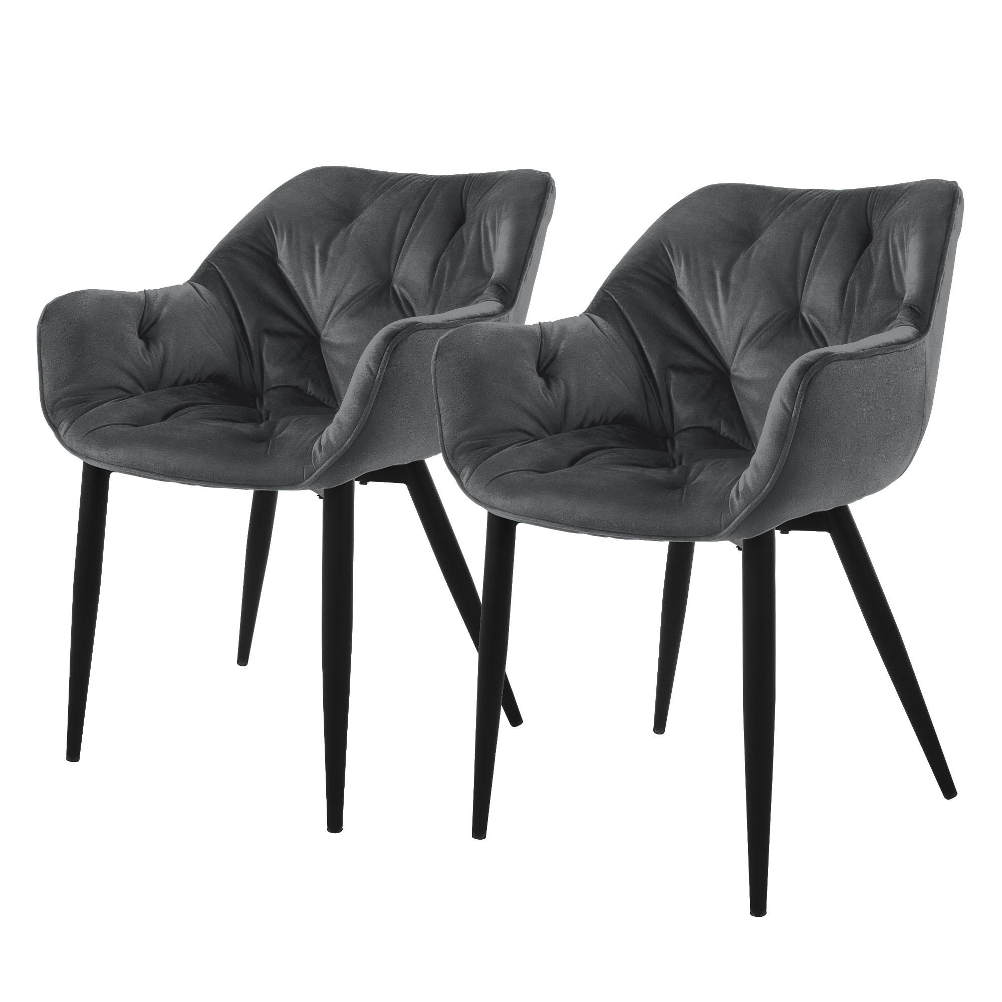 ESSZIMMERSTUHL Samt Anthrazit 2er Set - Anthrazit, Metall (67/83/59cm) - ML-DESIGN