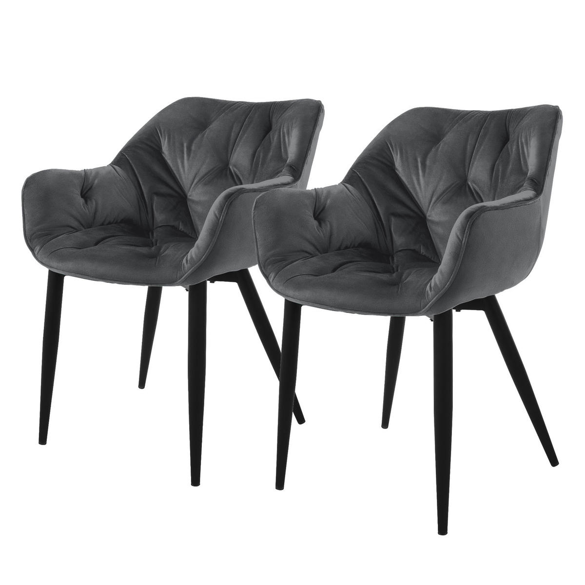 ESSZIMMERSTUHL Samt Anthrazit 2er Set - Anthrazit, Metall (67/83/59cm) - ML-DESIGN