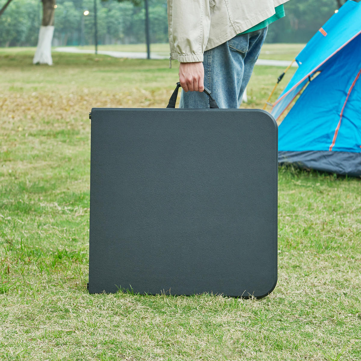 KLAPPTISCH Adelfia - Schwarz, Kunststoff/Metall (120/60/90cm) - [en.casa]