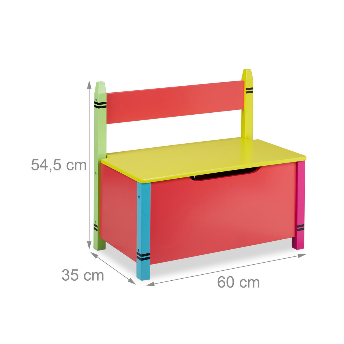 KINDERSITZBANK - Multicolor, Holzwerkstoff (60/54.5/35cm) - Relaxdays