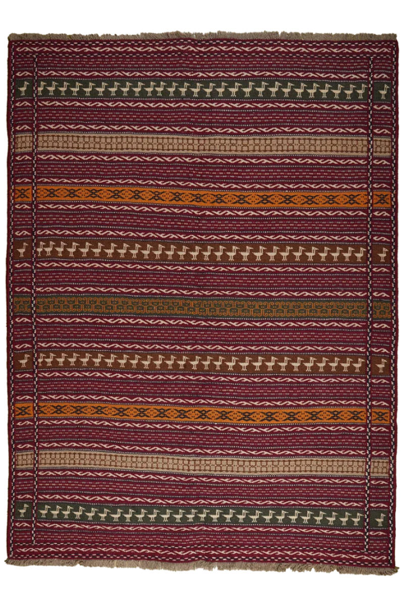 HANDWEBTEPPICH Kelim Kordi Violett 200/148 cm Schurwolle - Violett, Textil (148/200cm) - Looma