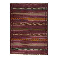 HANDWEBTEPPICH Kelim Kordi Violett 200/148 cm Schurwolle - Violett, Textil (148/200cm) - Looma