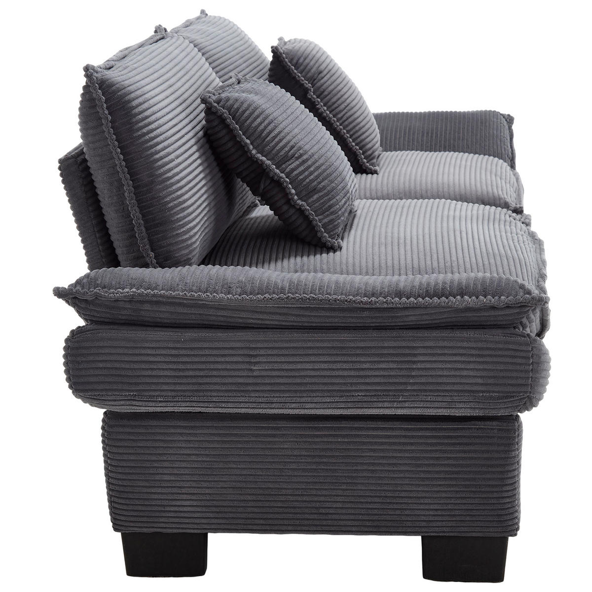 SOFA 2-Sitzer Velours Dunkelgrau mit Kissen und robustem Holzrahmen 224/81/81 cm - Dunkelgrau, Textil (224/81/81cm) - OKWISH