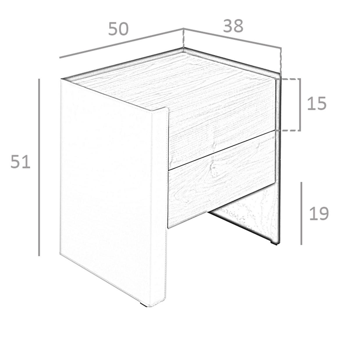 NACHTTISCH aus Öko-Leder, Nussbaum und schwarzem Stahl - Beige/Nussbaumfarben, Leder/Holzwerkstoff (50/51/38cm) - ANGEL CERDA