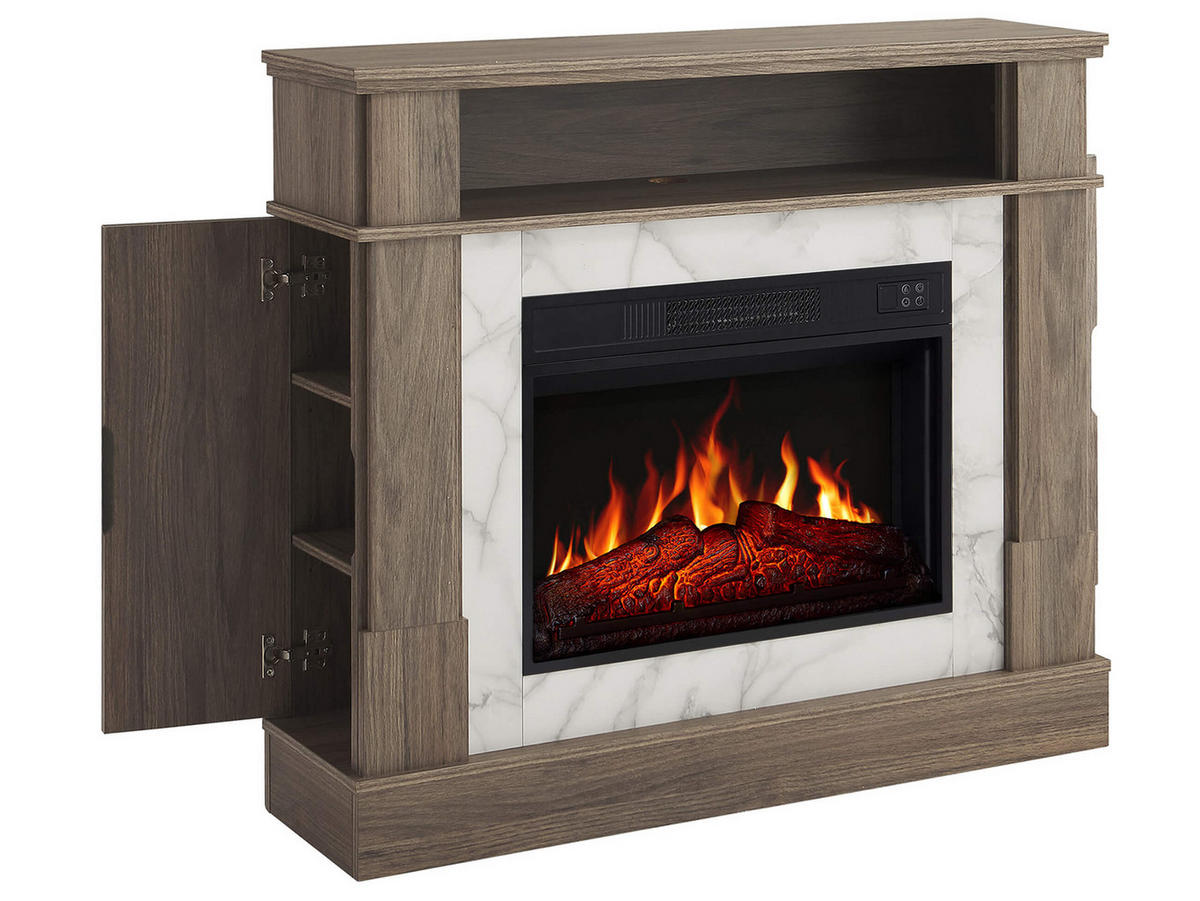 ELEKTROKAMIN For Living AF23S Graueiche – Breite 107 cm, 3D-Flammeneffekt, LED-Beleuchtung, Heizfunktion - Braun, Glas/Holzwerkstoff (102.2/90.6/20.6cm) - ArtiFlame