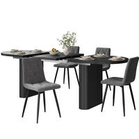 ESSTISCHSET Ausziehbar 120-160 Cm, Oval, 4 Stoffstühle, Schwarz - Multicolor, Metall (120/75.5/80cm) - FLIEKS
