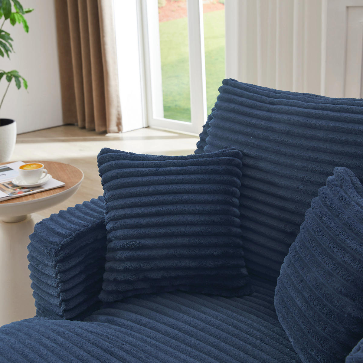 RELAXSESSEL aus Cord Modulare Chaiselongue & ohne Montage - Blau, Textil (33/127/33cm) - Urban Meuble