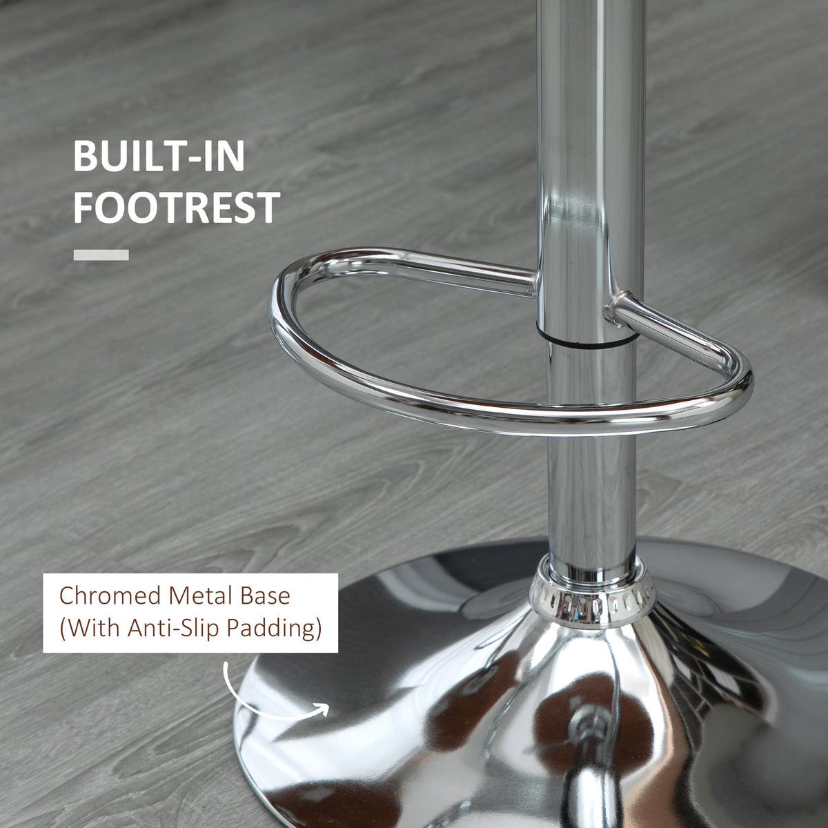 2ER-SET Barhocker, Bistrohocker mit Fußstütze, Drehbar Höhenverstellbar Barstuhl - Silberfarben/Creme, Metall (46/106/50cm) - HOMCOM