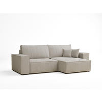 ECKSOFA MIT SCHLAFFUNKTION Zaya Beige Webstoff - Schwarz/Grau, Holz/Holzwerkstoff (255/148cm) - Maison de Reve