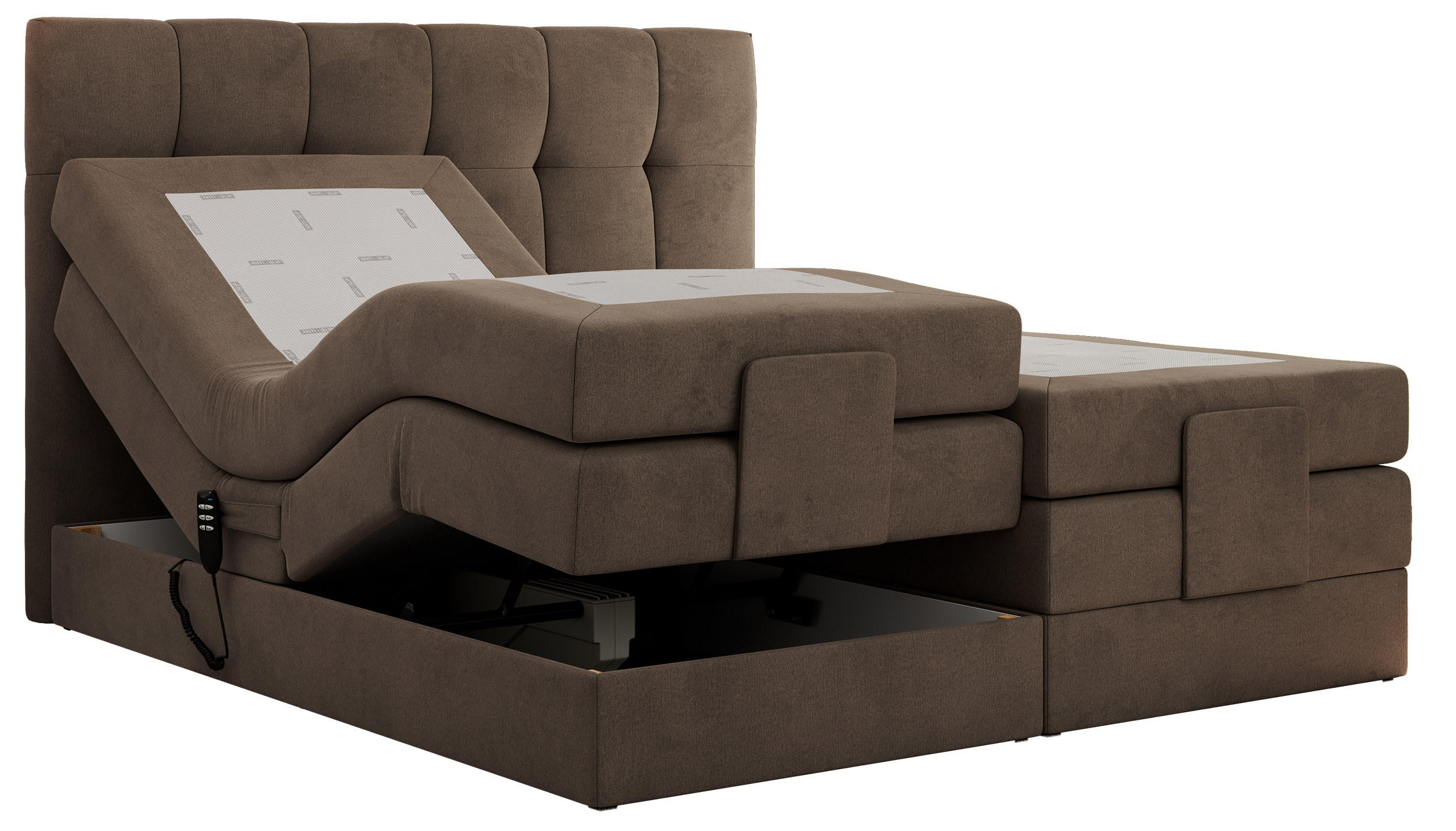 BOXBETT VITTORIA 140/200 - Braun Velvet - H3 - Braun, Holz/Textil (140/200cm) - MKS