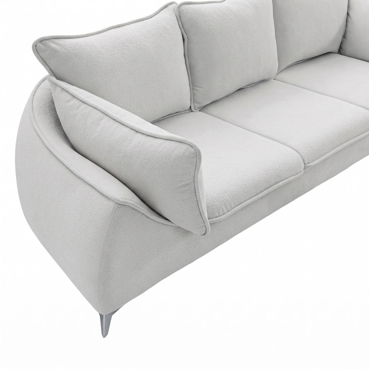 3-SITZER Sofa MELANI 252 cm Velours Hellgrau - Chromfarben/Hellgrau, Holz/Textil (252/90/88cm) - Muffo
