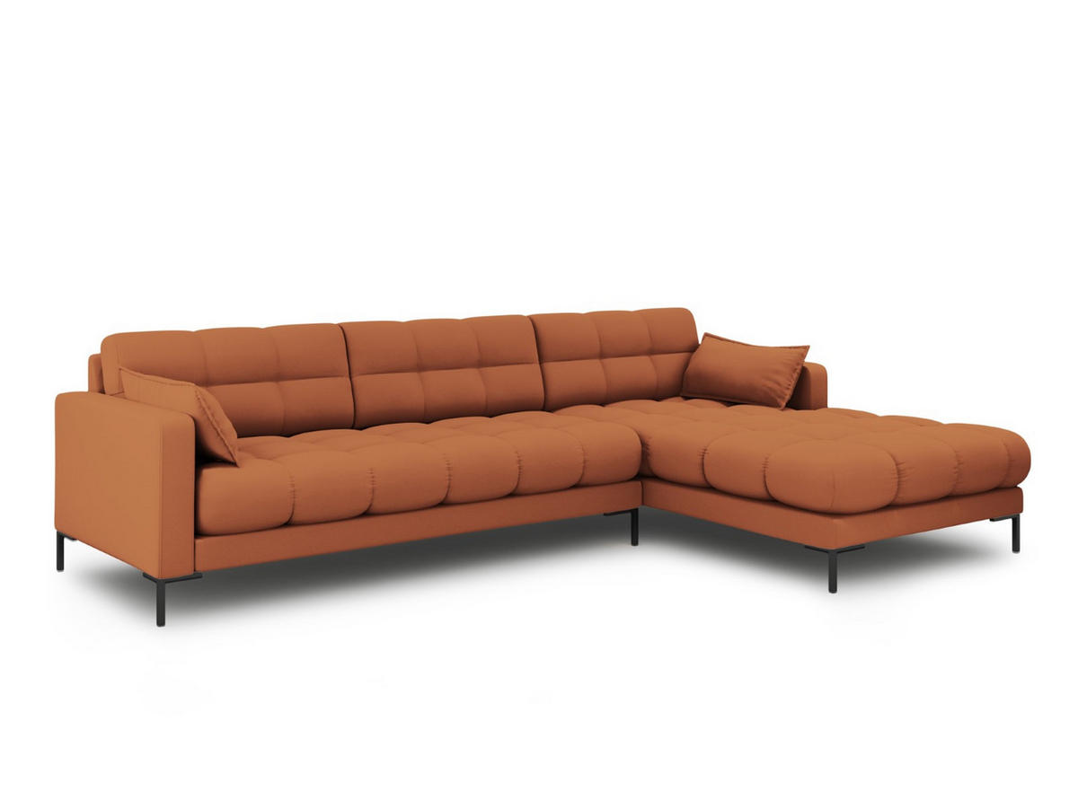 ECKSOFA rechts Mamaia aus strukturiertem Stoff ziegelstein 5 Sitzplätze - Braun, Textil (185/293cm) - Micadoni