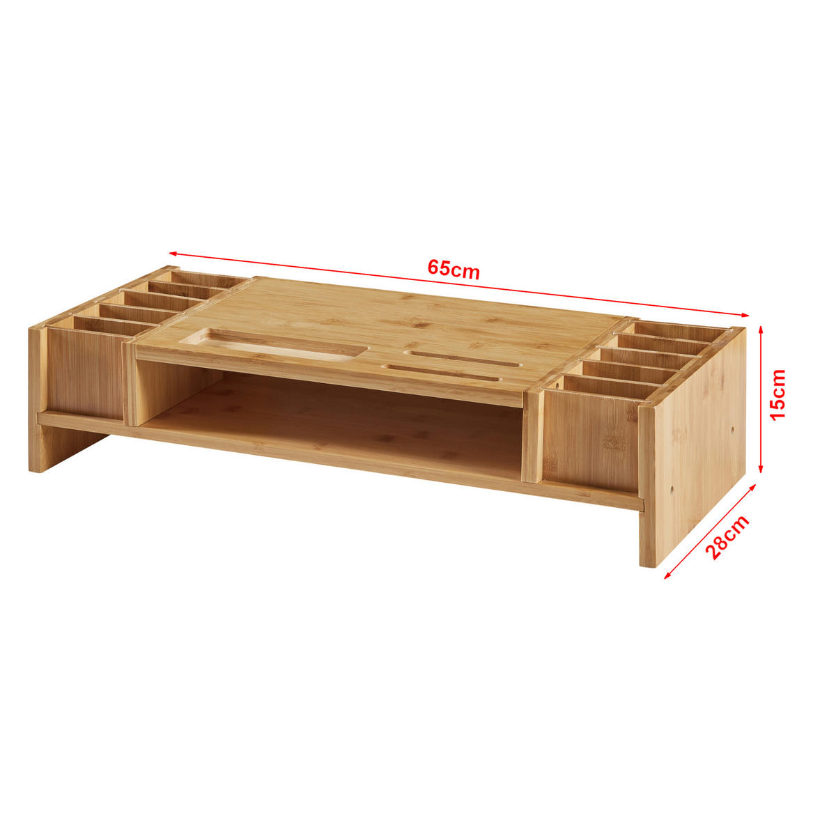 MONITORSTÄNDER Hartola - Naturfarben, Holz (28/65/15cm) - [en.casa]
