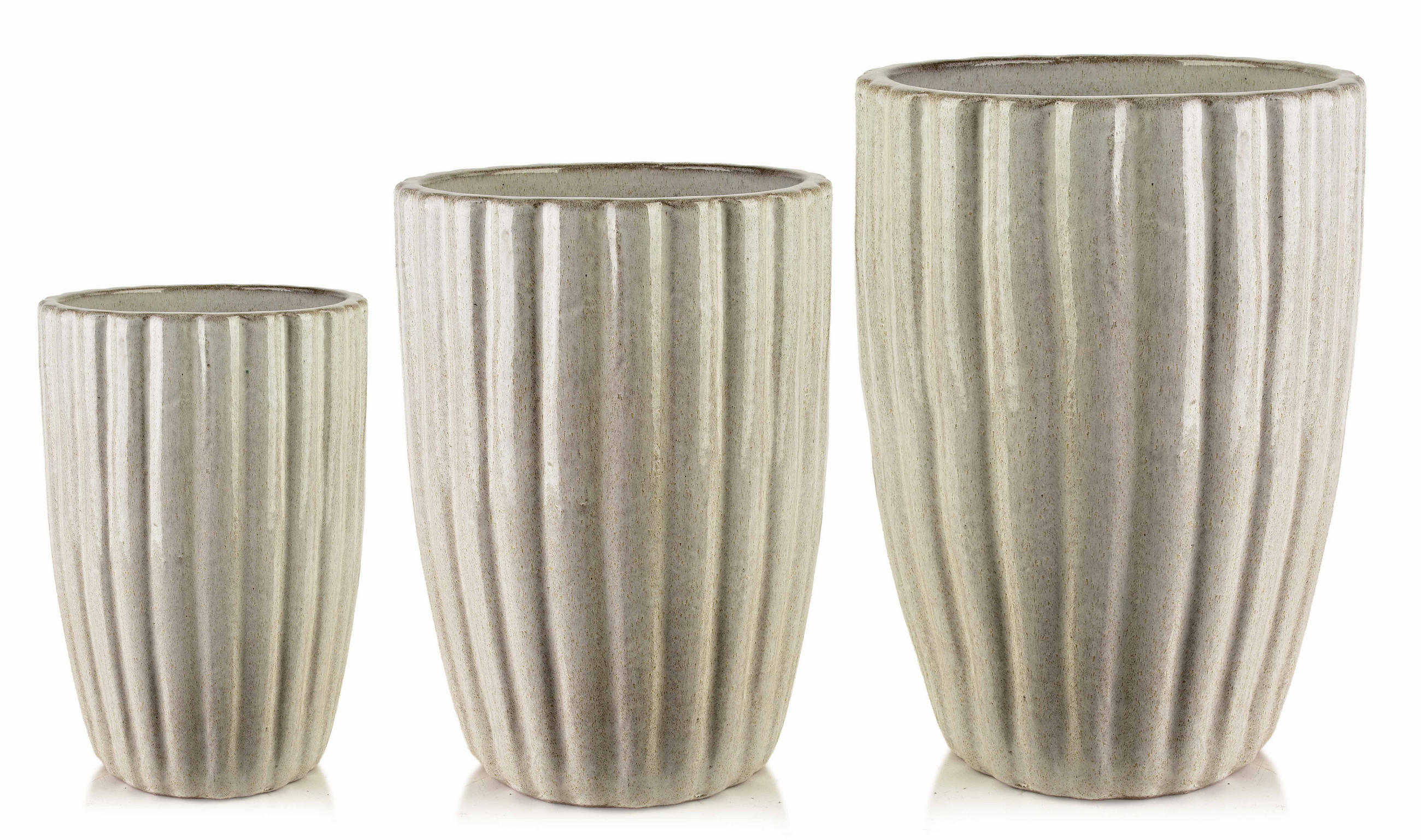 ÜBERTOPF-SET Hevra 3-tlg 46/46/68cm 38/38/58cm 29/29/44cm Fiberclay - Creme, Keramik (46/68/46cm) - Mondex