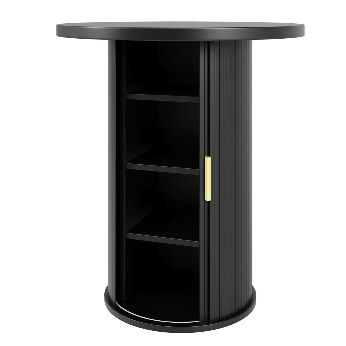 BARTISCH Rund Stauraum MDF Holzoptik Schwarz - Schwarz, Metall (60/60/91.6cm) - FLIEKS