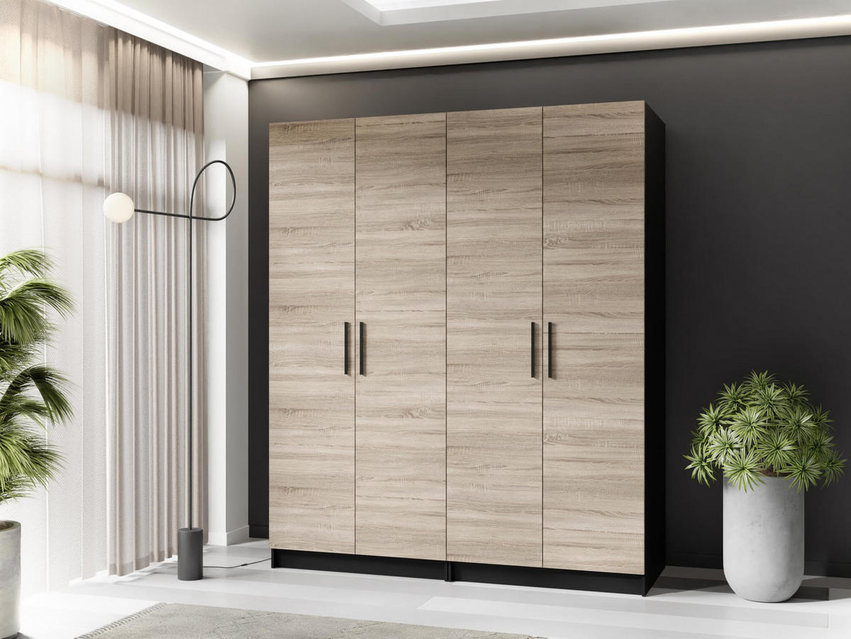 ŠATNÍ SKŘÍŇ GOLD Černá & Dub Sonoma - černá/Sonoma dub, kompozitní dřevo (78/205/52.5cm) - Kier Furniture