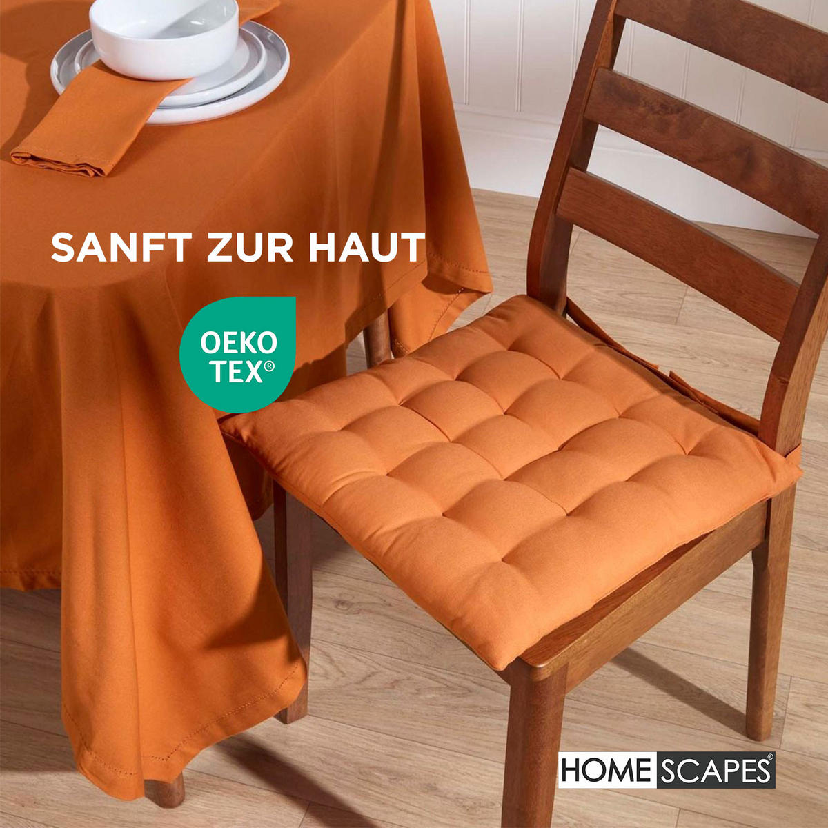 STUHLKISSEN 6er-Set terracotta 40/40/6,5 cm - Terra cotta, Textil (40/40/6.5cm) - Homescapes