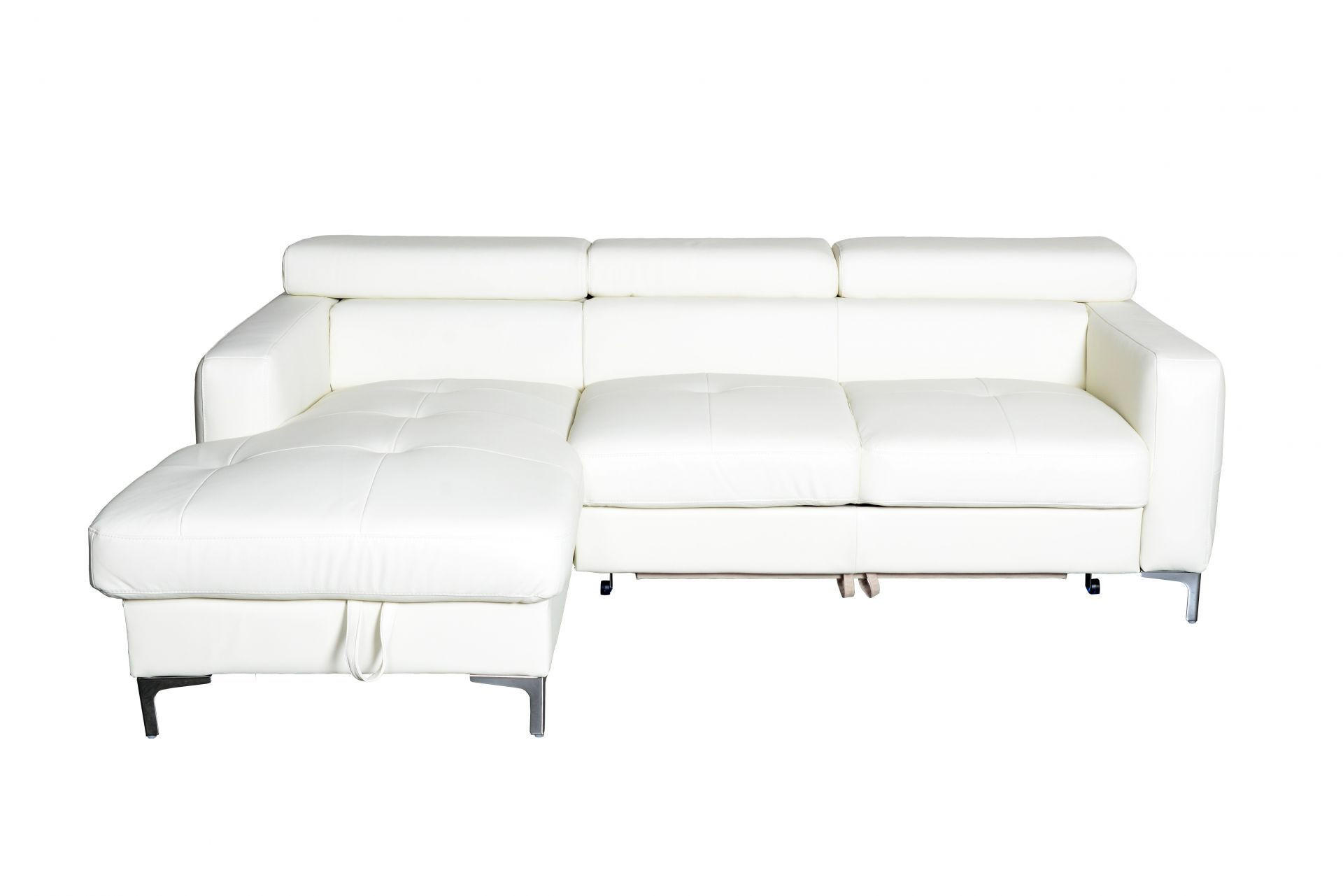 ECKSCHLAFSOFA mit Echtlederbezug, Schlaffunktion & Bettkasten - Chromfarben/Eiche Bianco, Leder/Holz (227/168cm) - Cotta