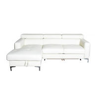 ECKSCHLAFSOFA mit Echtlederbezug, Schlaffunktion & Bettkasten - Chromfarben/Eiche Bianco, Leder/Holz (227/168cm) - Cotta