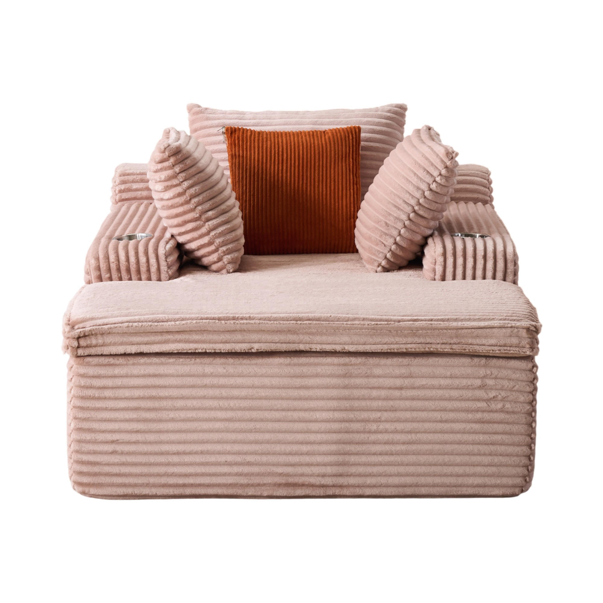 SOFA mit Chaiselongue Pink Cord - Pink, Kunststoff (112/63/165cm) - Meubliv