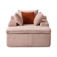 SOFA mit Chaiselongue Pink Cord - Pink, Kunststoff (112/63/165cm) - Meubliv