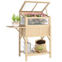HOCHBEET DE-16052 mit Frühbeet & Klapptisch Naturholz - Naturfarben, Holzwerkstoff (104/120/50cm) - ComfortXL