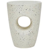 BEISTTELLTISCH Beton cremeweiß Terrazzo Optik rund 37 cm Edolo - Weiß, Stein (37/37/47cm) - Beliani