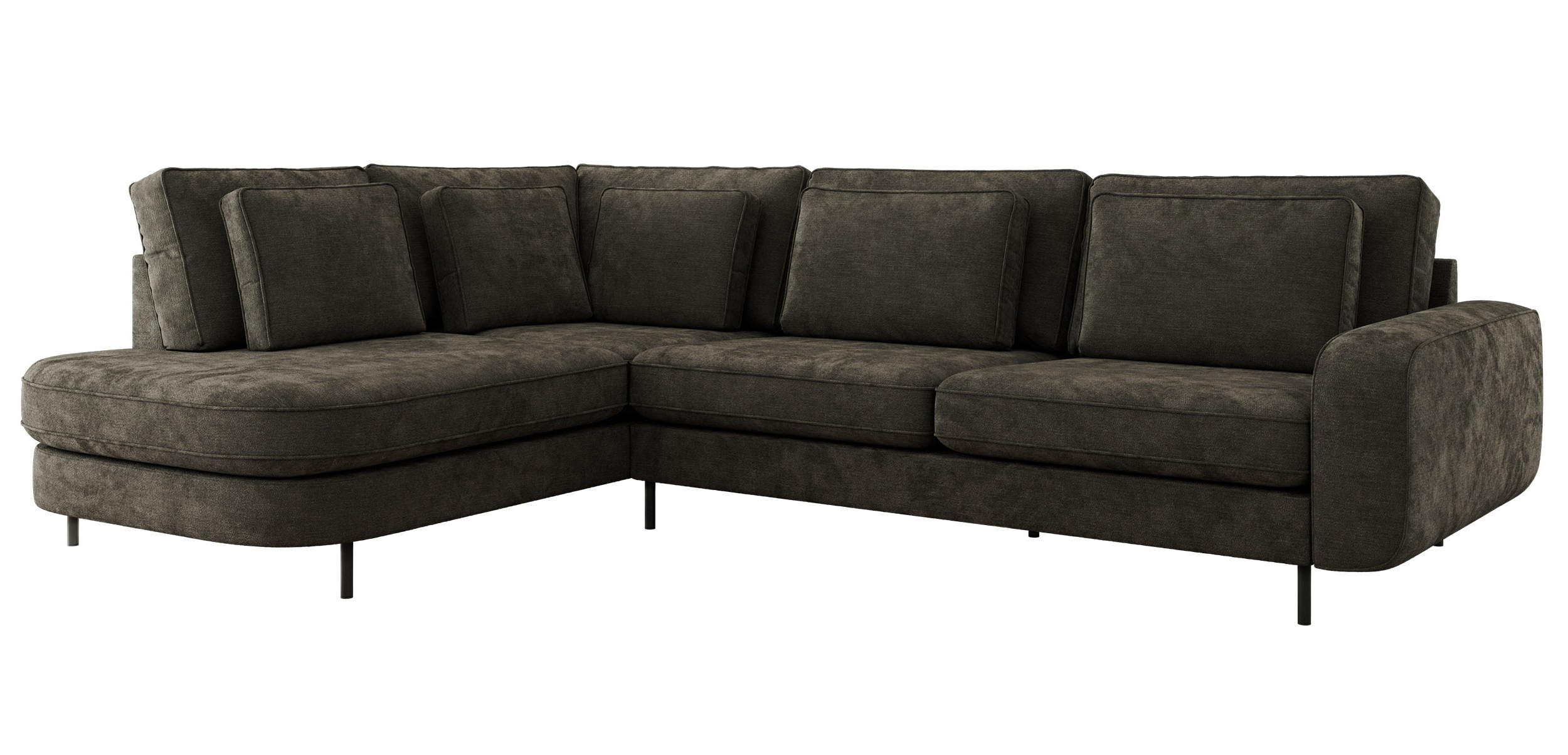 ROHOVÁ SEDAČKA CALENO L - Tmavě šedá Hrubě tkaná žinylka - Pravá Strana - černá/tmavě šedá, kov/textil (317/225cm) - MKS