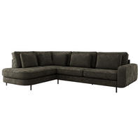 ROHOVÁ SEDAČKA CALENO L - Tmavě šedá Hrubě tkaná žinylka - Pravá Strana - černá/tmavě šedá, kov/textil (317/225cm) - MKS