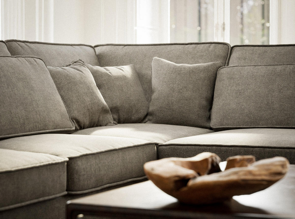 ECKSOFA Kirou Braun Chenille-Stoff - Rechts Seite - Schwarz/Braun, Holz/Holzwerkstoff (311/225cm) - Maison de Reve