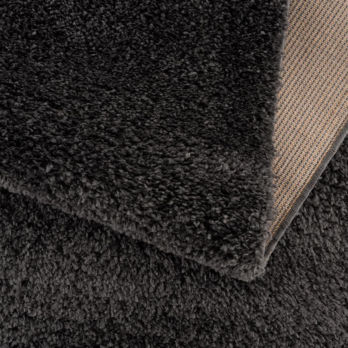 HOCHFLOR-TEPPICH Shaggy Pulpy 100 Schwarz 120 cm Rund - Schwarz, Textil (120/120cm) - carpet city