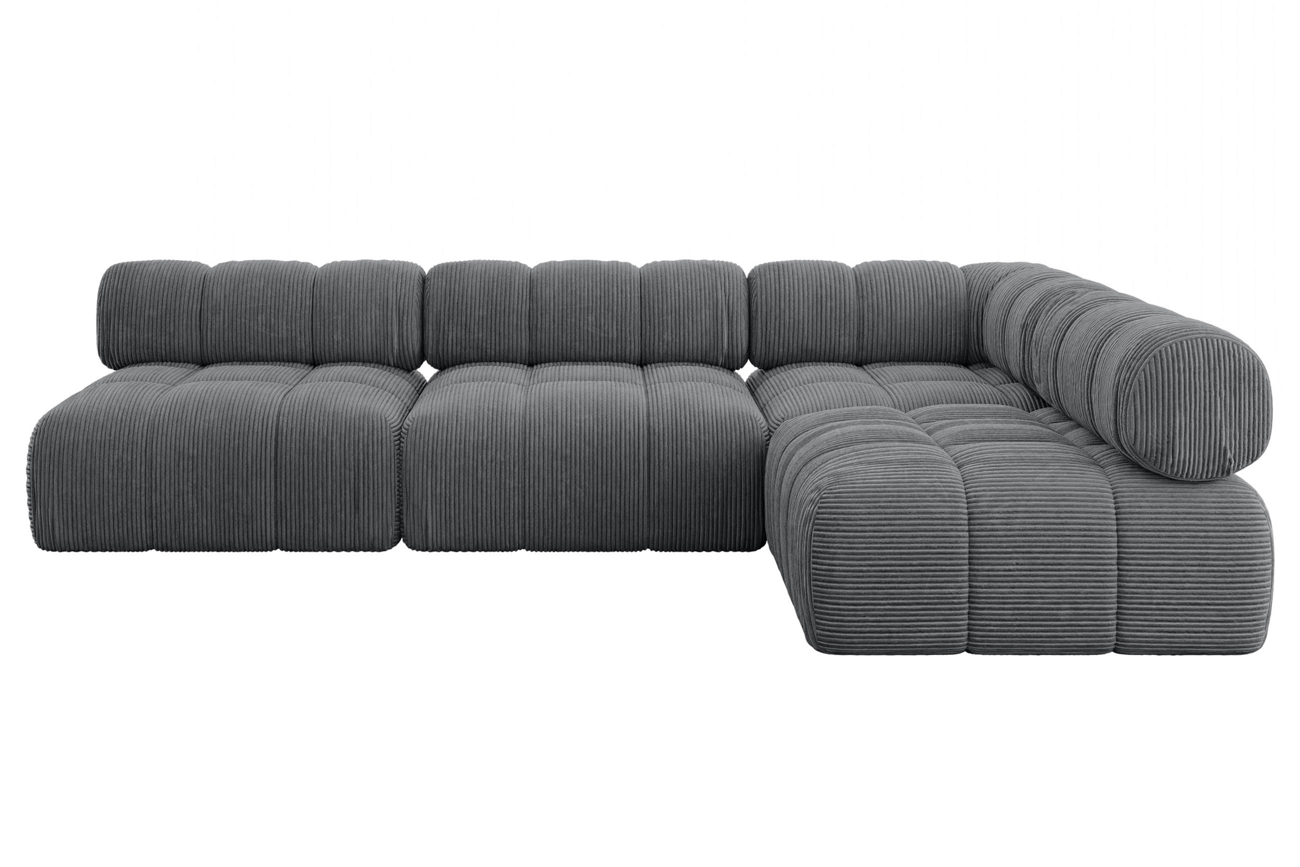 ECKSOFA modulares Sofa Samaro-L2 - 285x190x70 cm Dunkelgrau Cord - Dunkelgrau, Holzwerkstoff/Textil (285/190cm) - ALTDECOR