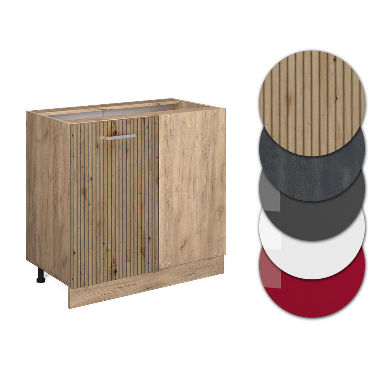 ECKUNTERSCHRANK R-Line Artisan-Eiche 86 cm, AP Eiche - Eiche Wotan/Eiche Artisan, Holzwerkstoff (86/81.6/60cm) - Vicco