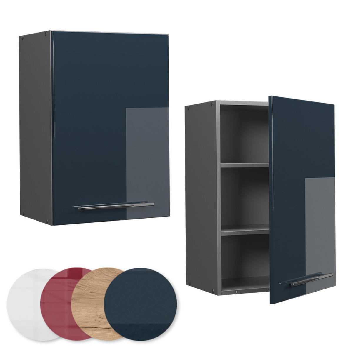 HÄNGESCHRANK Fame-Line Dunkelblau Hochglanz 50 cm - Anthrazit/Dunkelblau, Holzwerkstoff (50/72/34.1cm) - Vicco