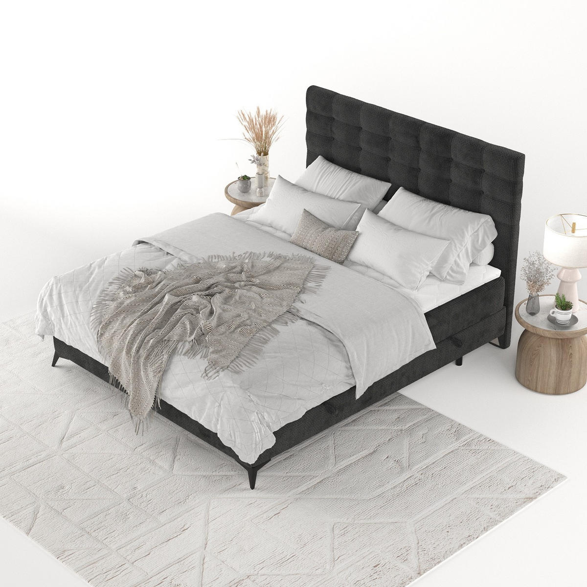 BOXBETT Niro 120/200 cm Schwarz im Bonita Stoff - Schwarz, Holz/Holzwerkstoff (120/200cm) - AltaBeds