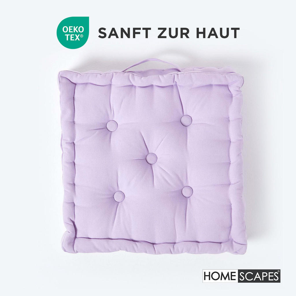 Thumbnail - Homescapes Sitzkissen, Flieder, Textil, Füllung: Polyester, Quadratisch, 50x10x50 cm, Oeko-Tex® Standard 100, Wohntextil...