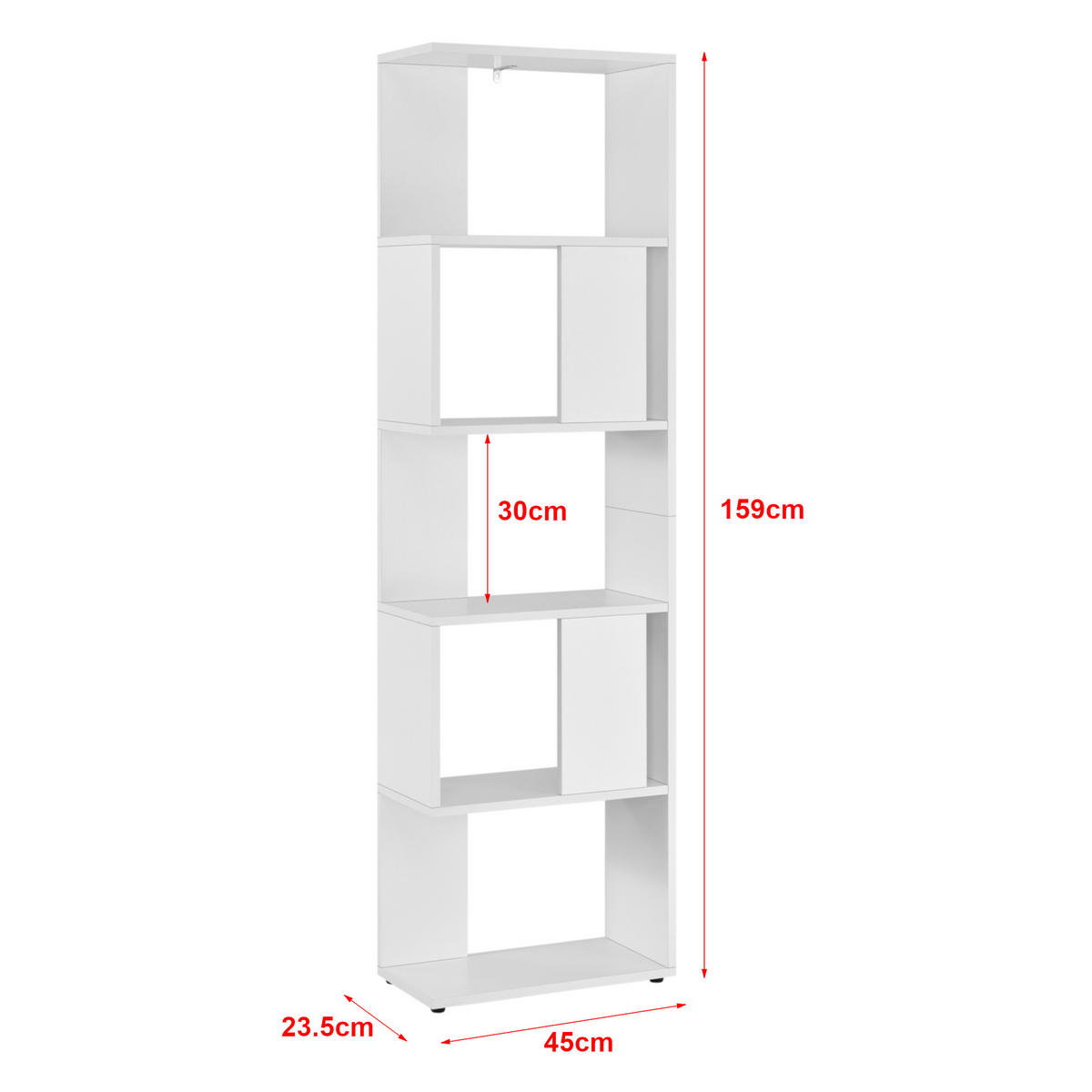 BÜCHERREGAL Aneby - Weiß, Holzwerkstoff (45/159/23.5cm) - [en.casa]