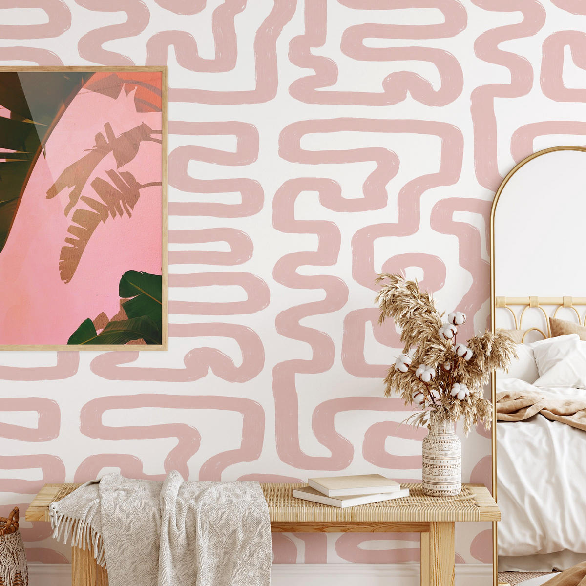 TAPETE Abstrakt aus echtem Papier, 200x280cm, 8 Bögen - Pink, Papier (200/280cm) - WALLPAPERS4BEGINNERS