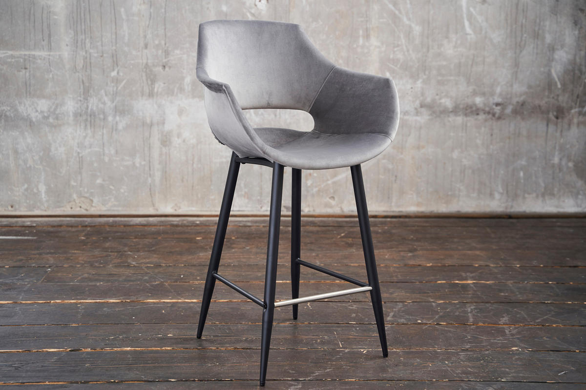 THEKENHOCKER ZAJA Grau Velvet - Grau, Textil (57/103/59cm) - KAWOLA