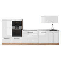 KUHINJA Fame-Line, Bela visok sijaj/Zlati hrast z močjo, 340 cm, DP Marmor - barve hrasta/bela, leseni material (340/153.6/60cm) - Vicco